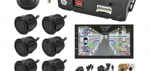 Podziemny garaż z samochodami, kamerami sufitowymi i oznakowaniem monitoringu na ścianach