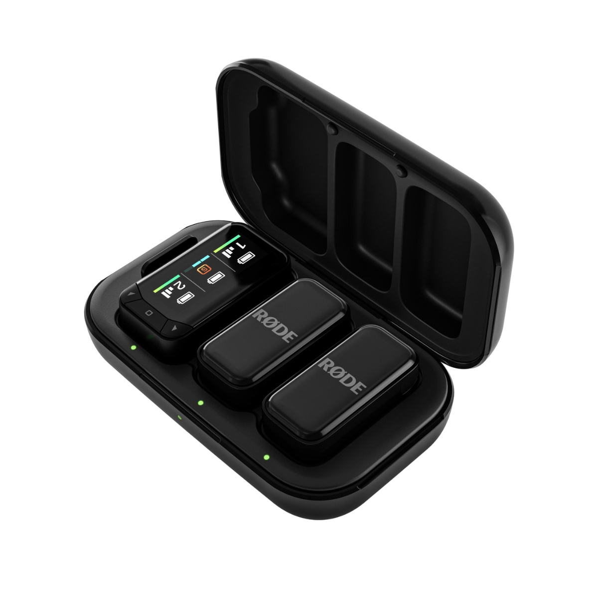 Wbudowana bateria litowo-jonowa mikrokamery z wskaźnikiem naładowania obok ładowarki